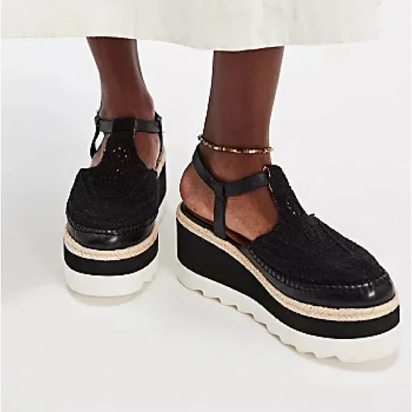 NWT Free People Morning In Mykonos Crochet Platform Wedge Espadrilles Sz 10